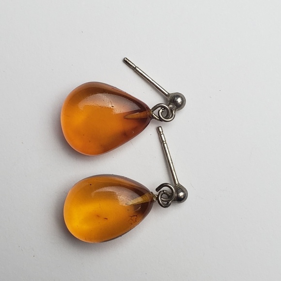 Orange Carnelian Teardrop Shape Gemstone Earrings - Picture 7 of 7